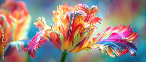 The vivid streaks of color in a parrot tulip © 220 AI Studio