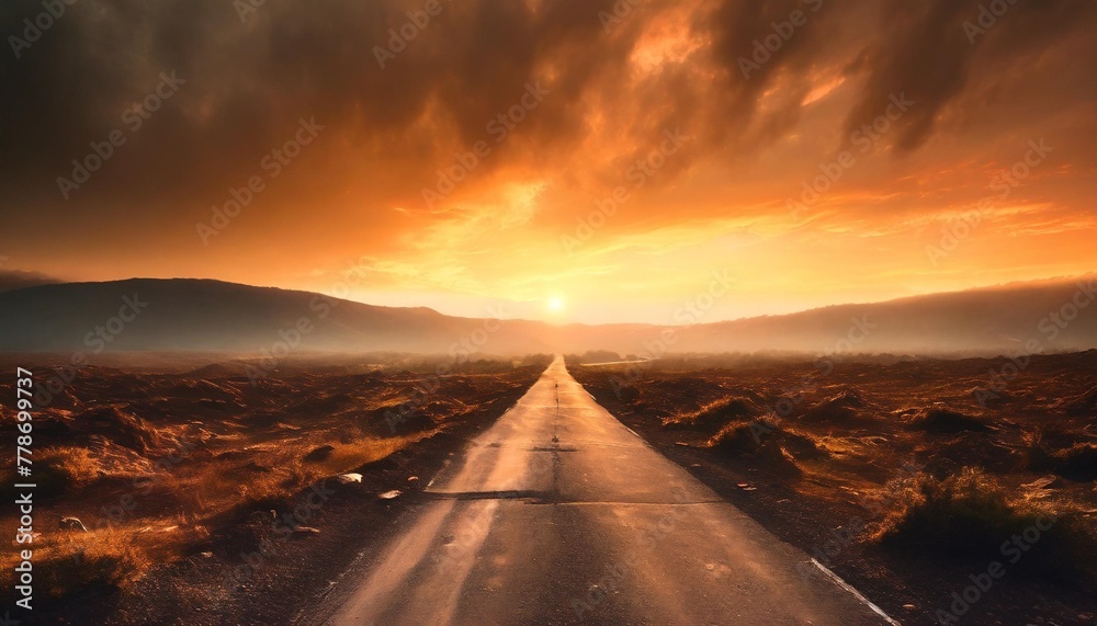 apocalyptic inferno underworld landscape with road to hell life after death religious concept