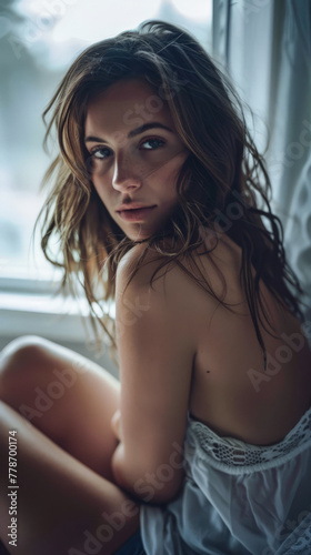 Young woman closeup portrait