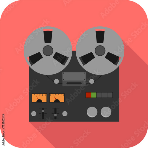 Reel tape recorder, vintage reel tape recorder icon. Vector, design illustration. Vector.