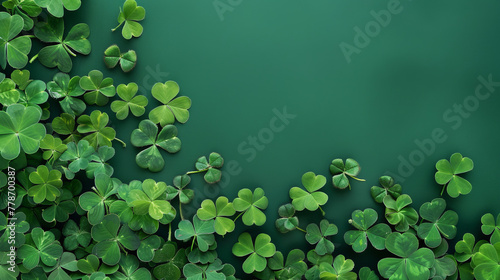 Gradient of green with delicate clover leaves on the edges, perfect as a backdrop for symbols of luck and growth