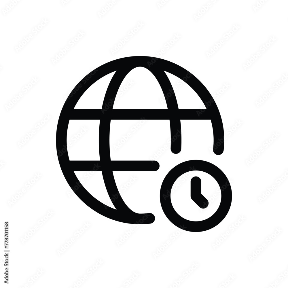 Simple World Time line icon isolated on a white background Simple World Time line icon isolated on a white background