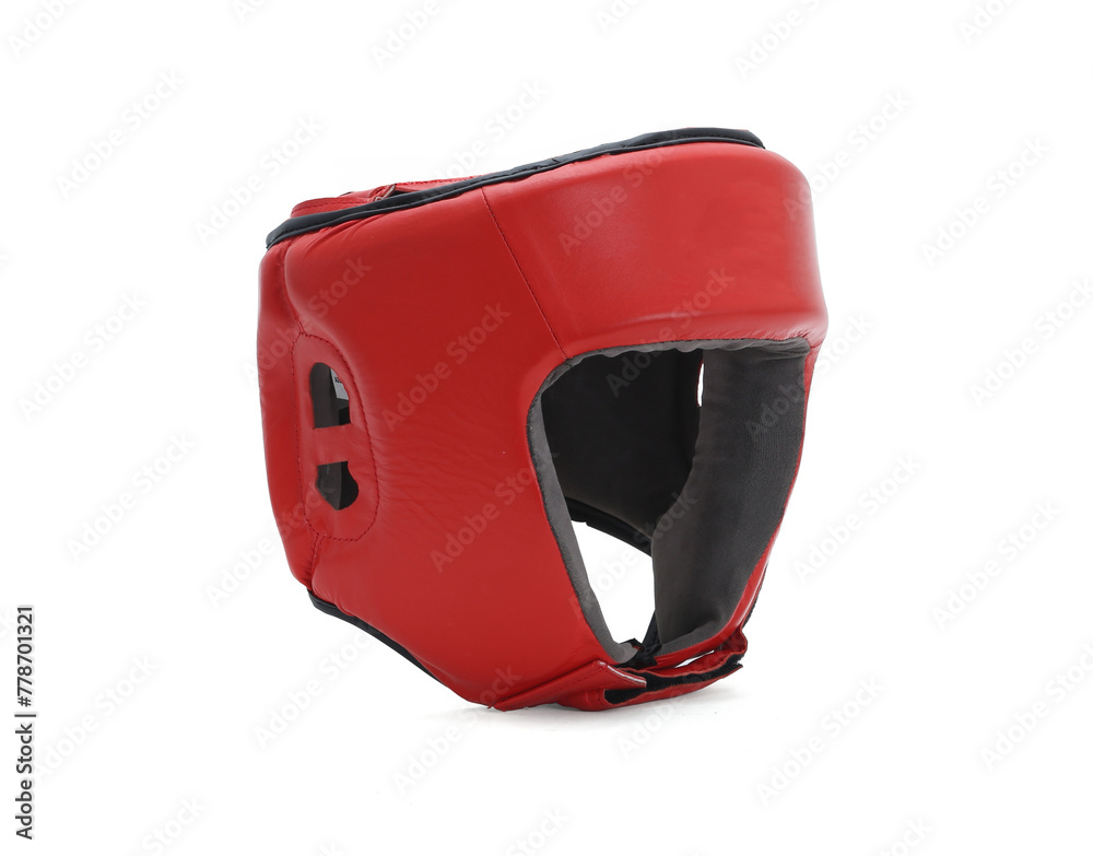 red boxing head guard isolated on white background red boxing head guard isolated on white background