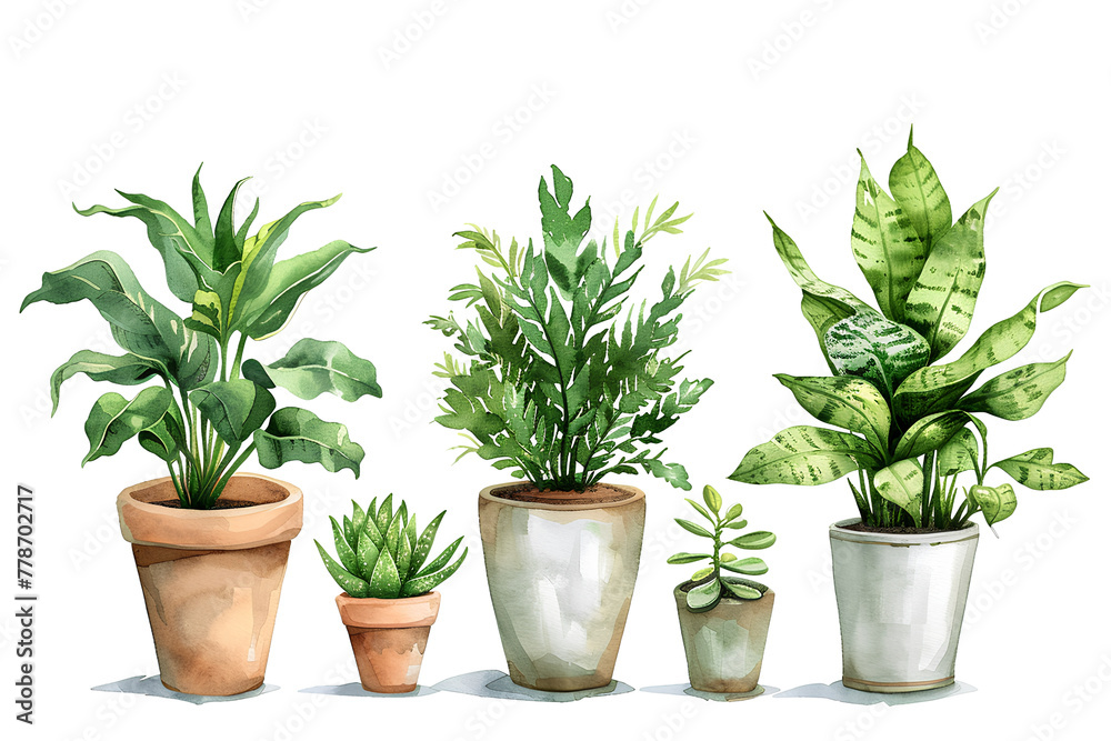 観葉植物の集合イラスト-2 観葉植物の集合イラスト-2