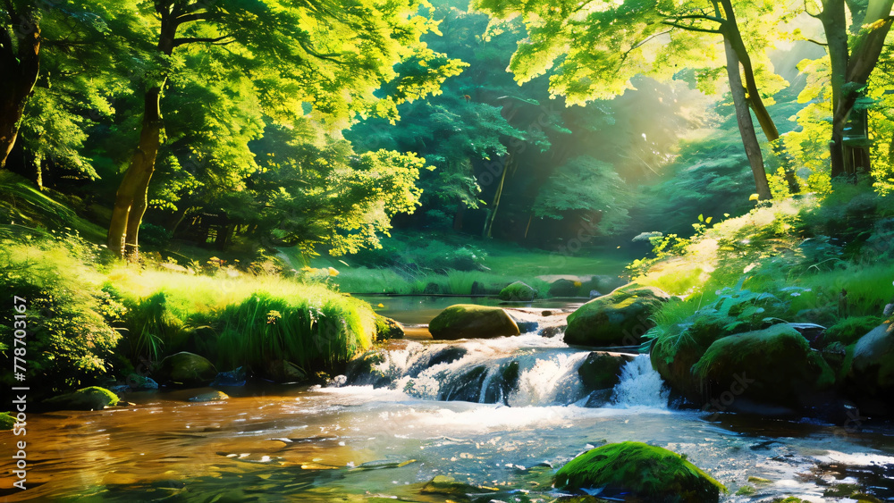 Naklejka premium waterfall in the forest