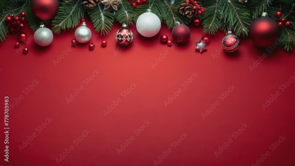 Christmas Balls Background with Empty Space for Text