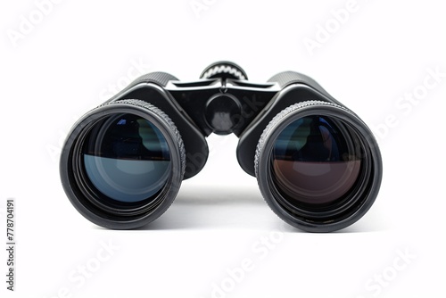 Observation tool with eyepiece (viewing through binoculars) isolated on blank backdrop design for your scenery.