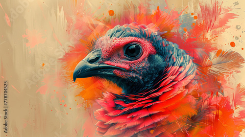 A vividly painted pheasant adorned with a spectrum of brilliant feathers, showcasing nature's artistry.