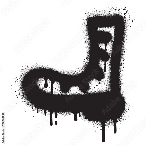 shoe logo in urban graffiti style with black spray paint. vector illustration.