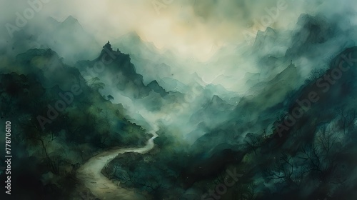 Mystical Ruins Among the Fog./n photo