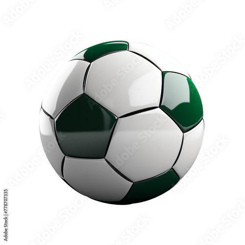 a white green soccer ball on grey  Isolated on transparent PNG background  Generative ai