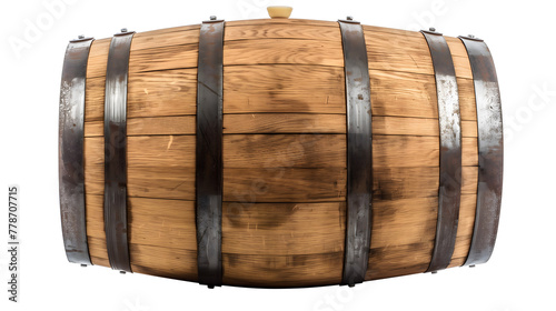 Old wooden barrel isolated on transparent background.