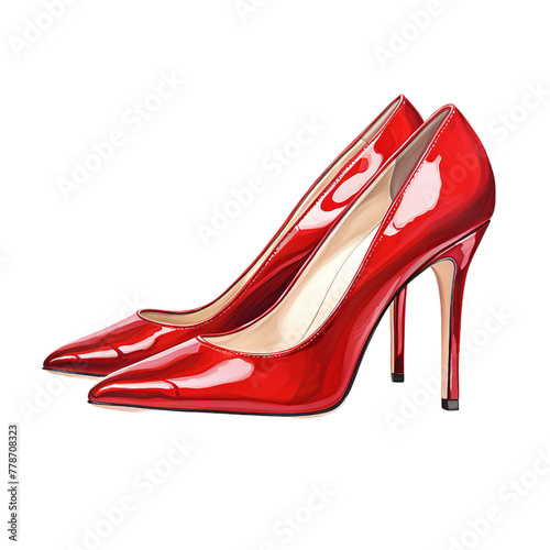 illustration of high heels, Isolated on transparent PNG background, Generative ai