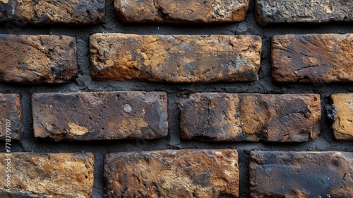 a close up of a brick wall that has been made into a wall with a lot of rust on it.