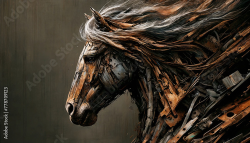horse head on a wooden background