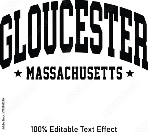Gloucester text effect vector. Editable college t-shirt design printable text effect vector