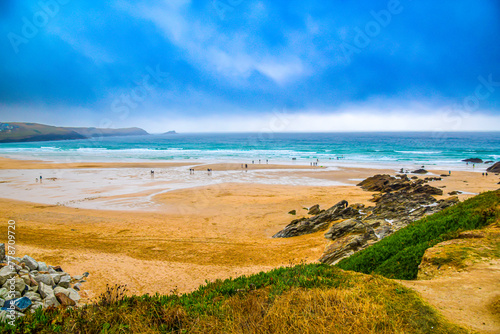 Landscape view of Fistral Beach in Cornwall photo