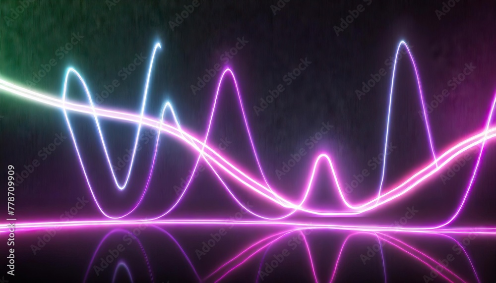 Abstract background with glowing neon lights in pulse shaped lines 