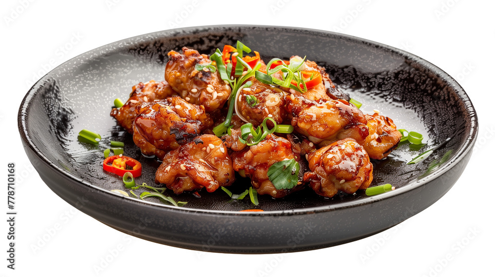 Special karaage on plate serving isolation on white background