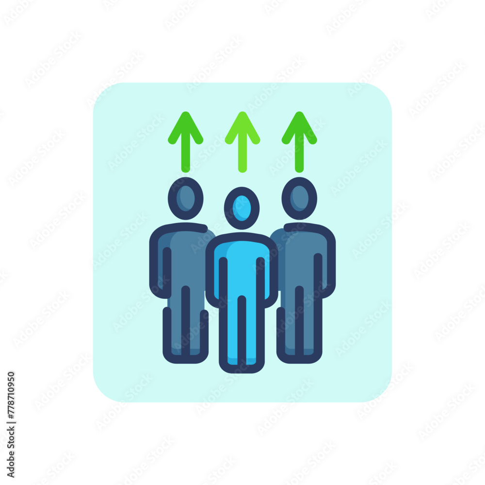 Growing for personnel thin line icon. Staff, job, position outline sign. Business communication concept. Vector illustration, symbol element for web design and apps Growing for personnel thin line icon. Staff, job, position outline sign. Business communication concept. Vector illustration, symbol element for web design and apps