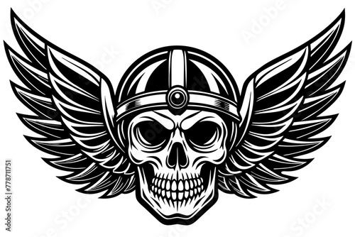 winged-skull-with-crossed-wrenches vector illustration 