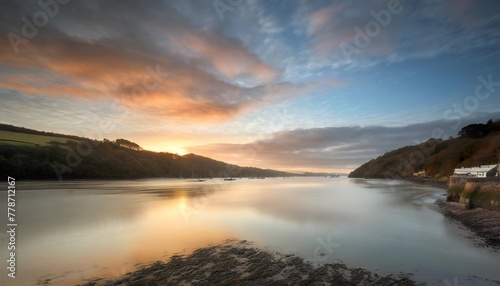 sunrise over salcombe estuary river uk