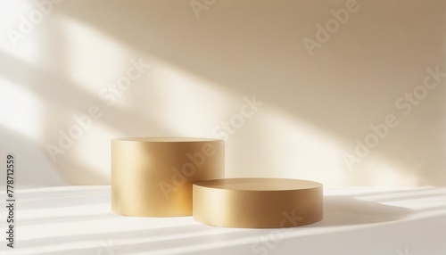 cosmetic background podium and shadow sunlight with white background for product presentation 3d rendering illustration
