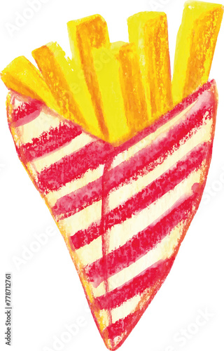 french fries chips watercolor png