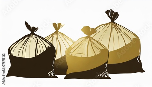 garbage bags vector illustration waste plastic package hand drawn black on white background rubbish silhouette