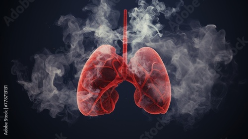 Smoke-filled lungs illustrate the concept of the harmfulness of smoking photo