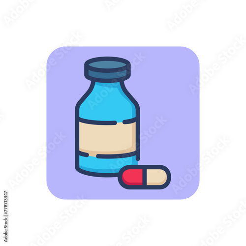 Pills bottle thin line icon. Tablet, capsule, medication outline sign. Medicine and healthcare concept. Vector illustration for web design and apps