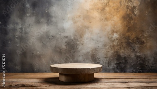 Concrete Couture: Empty Podium Adding Style to Vintage Wall Setting