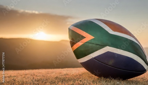 springbok rugby ball and south africa flag photo