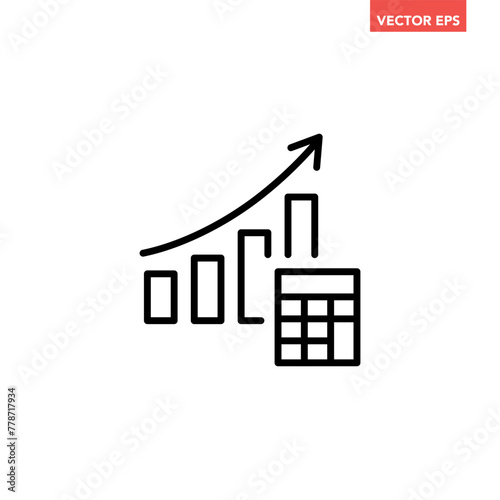 Single black economy accounting line icon, simple financial assessment flat design vector pictogram, infographic interface elements for app logo web button ui ux isolated on white background