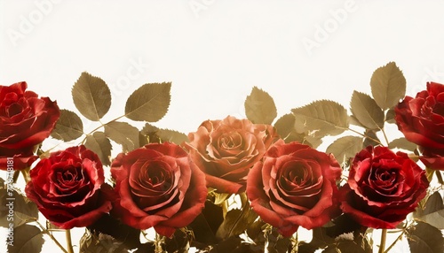 red roses frame border for text and design with copy space isolated on a transparent background png cutout or clipping path