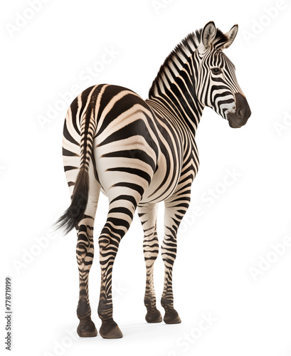 Zebra back view on isolated background