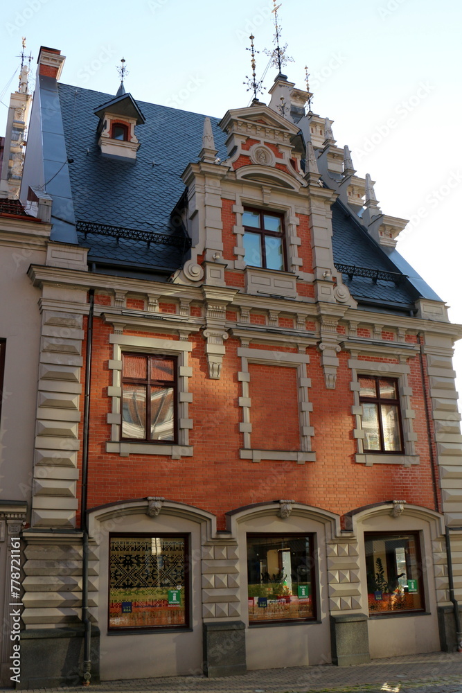 Fototapeta premium 25 07 2023 Riga Latvia. Riga, the capital of Latvia, is located on the banks of the Daugava River at its confluence with the Gulf of Riga.