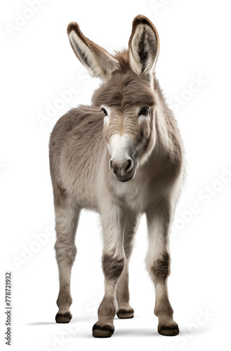 Cute donkey with fluffy fur on isolated background © FP Creative Stock