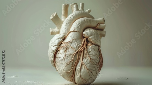 The 3D human heart made of fabric, in the style of surrealist anatomy