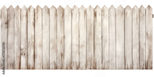 Wooden white washed rustic board wood fence gate on transparent background