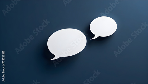 mockup the blank light blue speech bubble on a dark blue background place for your text. Comment icon. Feedback message. Online communication. information announcement for small business discount sale