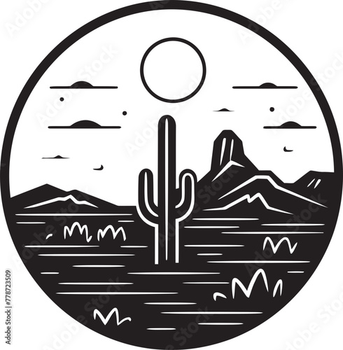 Desert Zenith Minimalist Landscape Emblem Design Oasis Oasis Minimalist Desert Icon Symbol