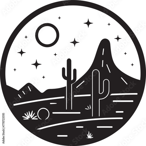 Arid Zenith Minimalist Desert Icon Vector Emblem Mirage Majesty Minimalist Desert Landscape Emblem