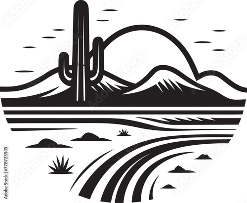Desert Zenith Minimalist Emblem Logo Design Mirage Tranquility Minimalist Desert Scene Icon Symbol