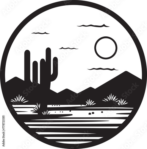 Arid Zenith Minimalist Desert Scene Vector Icon Mirage Majesty Minimalist Desert Icon Emblem