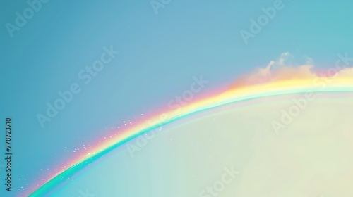 A vibrant rainbow stretching across a clear blue sky after a storm