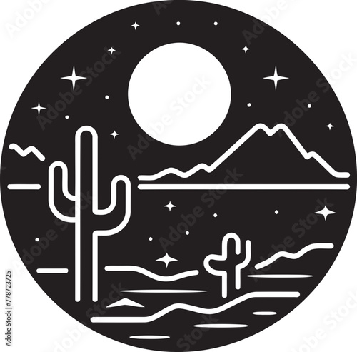 Scorched Serenity Minimalist Desert Landscape Logo Vector Desert Zenith Minimalist Icon Vector Emblem