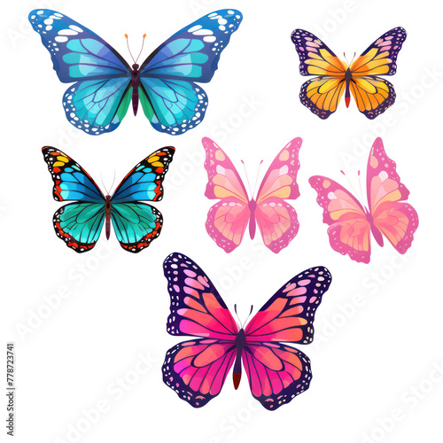 Set of Butterfly transparent background