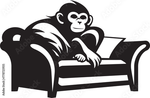 Peaceful Pillow Retreat Monkey Sleep on Couch Logo Vector Zen Zephyr Zenith Couch Nap Icon Design