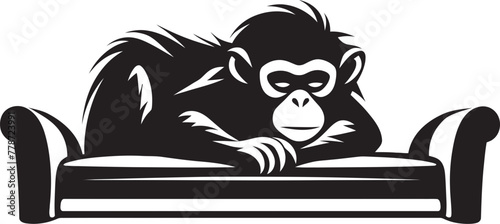 Dreamland Den Monkey Resting on Sofa Emblem Restful Refuge Couch Sleep Vector Logo